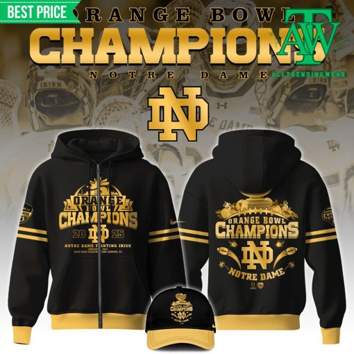 Notre Dame Fighting Irish Orange Bowl Champions Black Zip Hoodie