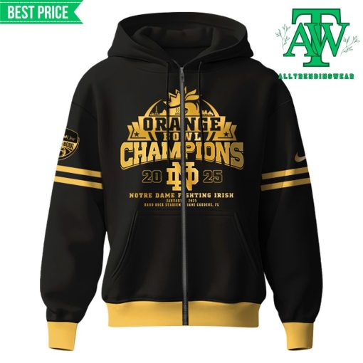 Notre Dame Fighting Irish Orange Bowl Champions Black Zip Hoodie