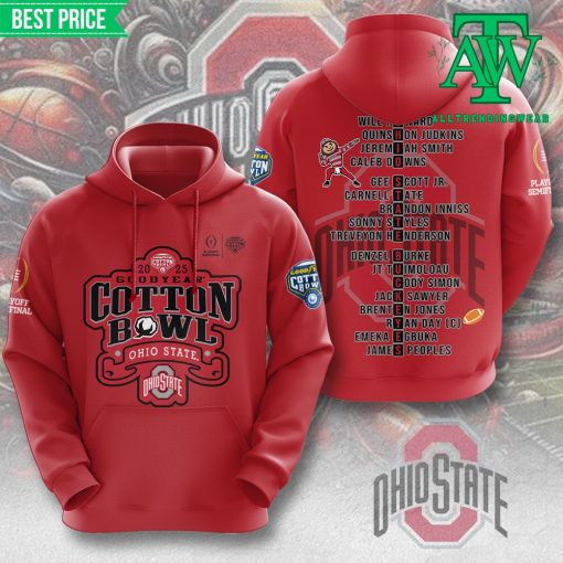 Ohio State Buckeyes 2025 Goodyear Cotton Bowl Red Hoodie