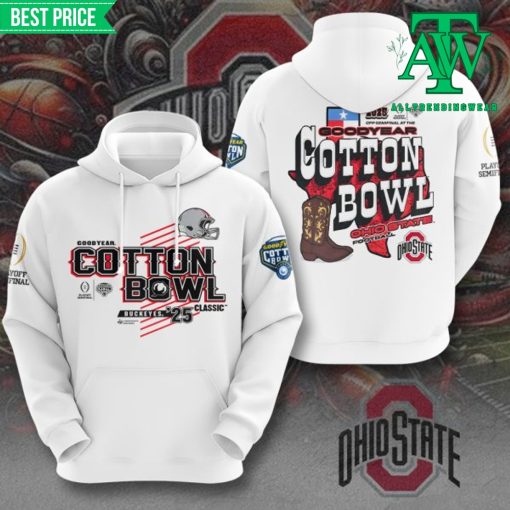 Ohio State Buckeyes x Cotton Bowl 2025 White Hoodie