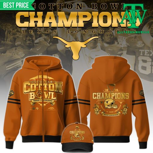 Texas Longhorns Cotton Bowl Champions Orange Zip Hoodie