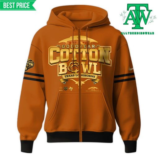 Texas Longhorns Cotton Bowl Champions Orange Zip Hoodie