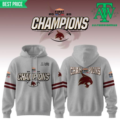 Texas State Bobcat Playoff Bahamas Bowl 2025 Champions Gray Hoodie