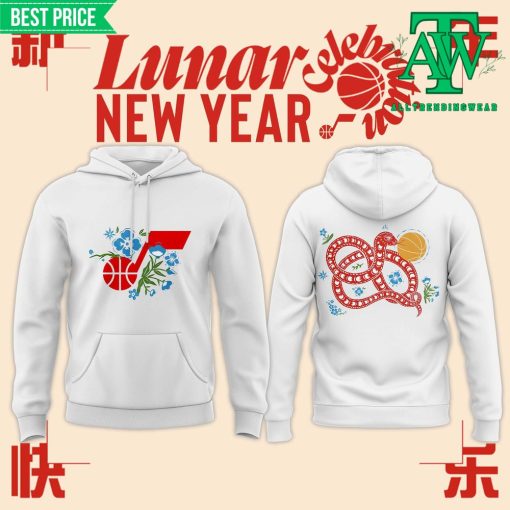 Utah Jazz 2025 Lunar New Year Premium White Hoodie